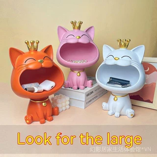 Internet celebrity big mouth lucky cat ins style living room porch shoe cabinet key storage ornaments national tide housewarming gift decoration 2FOJ