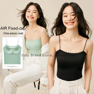 [Queen 'S Secret] Áo tank top Hai Dây Bằng Lụa Lạnh Mỏng Liền Mạch Cố Định Cúp Ngực Một Mảnh Cố Định Lưng Đẹp Mùa Hè Với Đệm Ngực Màu Trắng