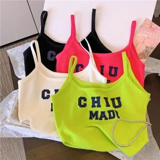 Áo Croptop Sát Nách In Chữ Phong Cách Hàn Quốc Thời Trang Mùa Hè Cho Bé Gái