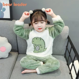 BEAR LEADER Gấu Lãnh Đạo Bé Trẻ Em Pyjama Bộ Mới Thu Đông Nhung San Hô Họa Tiết Động Vật Màu Sắc Phù Hợp Với Bộ Nhà Cho Bé 1-5 Tuổi