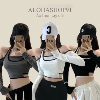 ÁO KIỂU CROPTOP KHOÉT EO VIỀN CHẠY HỞ VAI NỮ TÍNH alohashop91