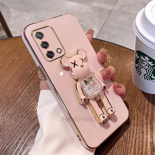 ốp lưng oppo a74 a95 Ốp Điện Thoại TPU Silicon Mềm Mạ Điện Xoay 3D Có Giá Đỡ Hình Gấu Kẹo Cho oppo a74 a95