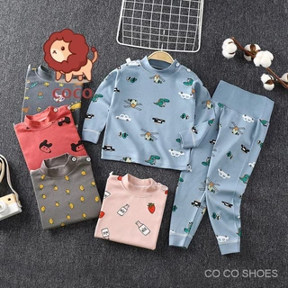 Bộ Đồ Ngủ Vải Cotton Lưng Cao Thời Trang Xuân Thu Cho Bé