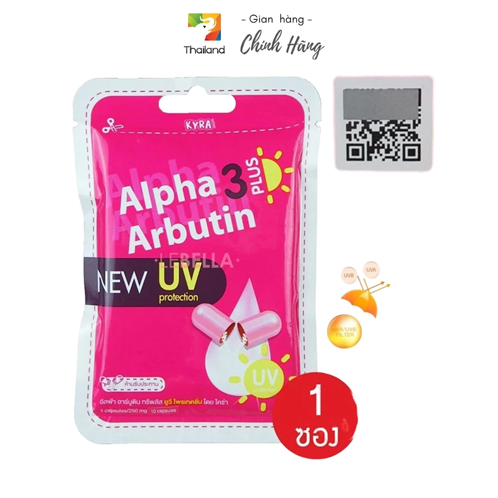 Vỉ bột kích trắng KYRA Alpha Arbutin 3 Plus UV Thái Lan