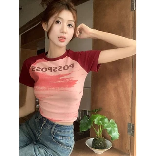 GD1 Áo phông áo croptop áo baby tee American Vintage 2023 New Y2K Style MA2404