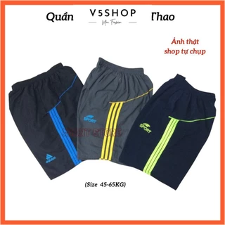 Quần Đùi Nam Mặc Nhà, Quần Short Nam, Đùi Ngố Nam Thể Thao Vải Dù Gió Phối 3 Sọc 50-75 kg QĐ1