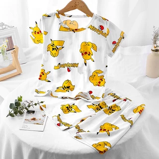 Bộ Đồ Ngủ Ngắn Tay In Hoạt Hình Pikachu Đáng Yêu Cho Bé Sơ Sinh