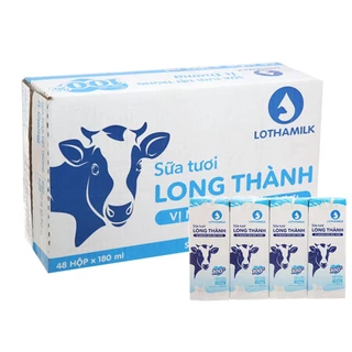 Sữa tươi Ít Đường Long Thành thùng 48 hộp 180ml