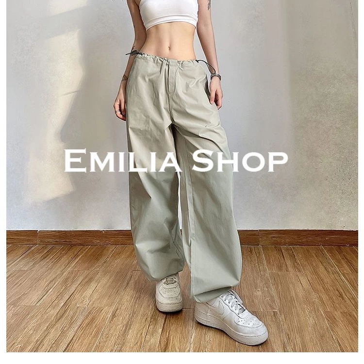 chất lượng cao EMILIA SHOP quần y2k quần ống rộng quần túi hộp nữ quần dù 2023 New A23L0GI 050901