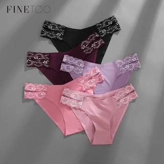 FINETOO Set 3 Quần Lót Không Đường May Thoáng Khí Quyến Rũ Cho Nữ