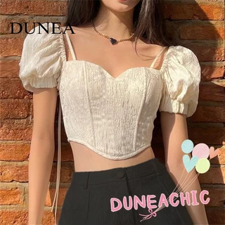 Áo croptop DUNEA tay phồng cổ vuông thời trang trẻ trung cho nữ