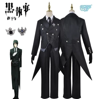 Black Butler sebas cosplay Costume plus size Anime Halloween  COS Clothes Sebastian Tuxedo Dress Full Set