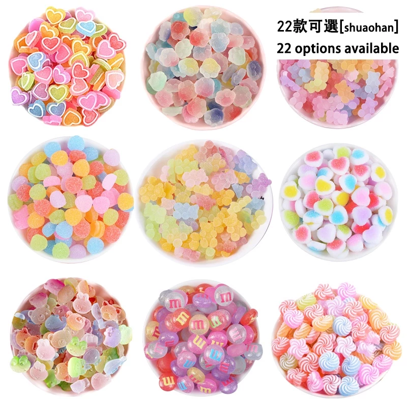 [1pc] Lớn macaron đầy màu sắc gradient heart pentagonal gummy bear phim hoạt hình tự làm vỏ điện thoại phụ kiện keo kem
