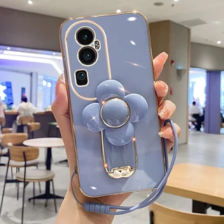 Mới có hàng vỏ điện thoại thời trang cho oppo reno10 pro + reno 10 8t 8z 8 pro 5g 4g với giá đỡ hoa xoay dễ thương dây đeo tay mạ điện thoại vỏ bảo vệ máy ảnh vỏ mềm