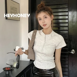 HEYHONEY áo croptop người_yêu áo thun nữ 2023 người mỹ nổ sửa chữa cơ thể A29J1LA