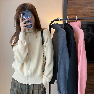 Áo Khoác Cardigan Dệt Kim Dáng Rộng Phong Cách Hàn Quốc Thời Trang Thu Đông Cho Nữ