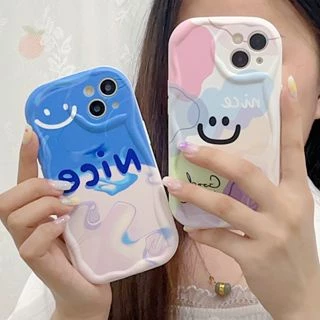 NY| Ốp lưng Đối với iPhone 6 6s 7 8 Plus X Xr Xs Max 11 12 13 14 15 Pro Max Soft Cream Good Luck Nice smiley expression Case