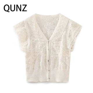 Qunz jacquard Lưới Đan Áo 6100