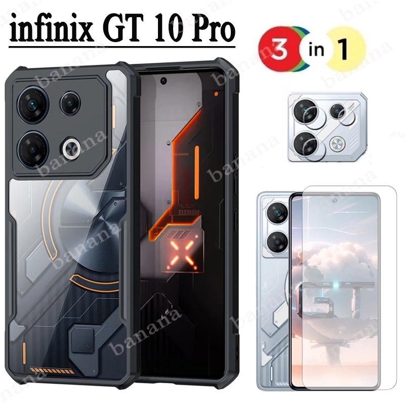 Ốp Điện Thoại Kính Cường Lực 3 Trong 1 Cho infinix gt 10 pro note 30 vip 12 g96 11s 11 10 pro 5g 4g hot 10 11 12 20 30 play 20i 10i 11s smart 7