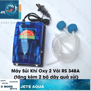 Máy Sủi Khí Oxy 2 Vòi RS 348A tặng kèm 2 bộ dây quả sủi (Máy sục khí oxy dùng cho bể cá cảnh dưới 100 lít)