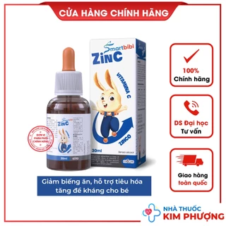 Kẽm Smartbibi ZinC kẽm chelate hữu cơ hỗ trợ bé ăn ngon, giảm ốm vặt, tăng khả năng tập trung trí nhớ 30ml