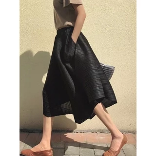 Miyake Phong Cách Riêng Phong Cách Xếp Ly Culottes Váy Không Đều Ô Rộng Quần Ống Rộng Miyake Xếp Ly Quần Áo Nữ