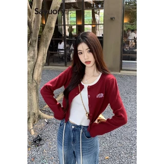 Áo Khoác cardigan Dệt Kim In Chữ Kiểu vintage Mỹ Thời Trang 2023 Cho Nữ