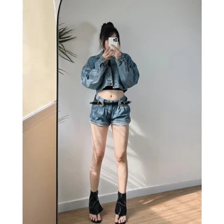 Quần short Jean XANH ĐẬM BASIC