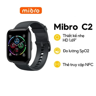 Đồng hồ sức khoẻ thông minh MIBRO C2 bản quốc tế, màn hình led HD 1.69 inch theo dõi nhịp tim đo nồng độ oxy, pin 7 ngày