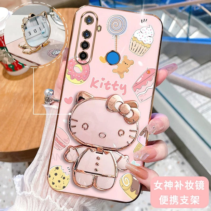 ốp lưng Realme 5 5i 5s realme 6i c3 c3i realme 5 pro 3D Hello Kitty Cat Ốp Điện thoại Case Holder Silicon Mềm Chống Sốc Mạ Điện Gắn Gương Trang Điểm Realme 5 5i 5s realme 6i c3 c3i realme 5 pro phong cách mới trường hợp điện thoại cô gái