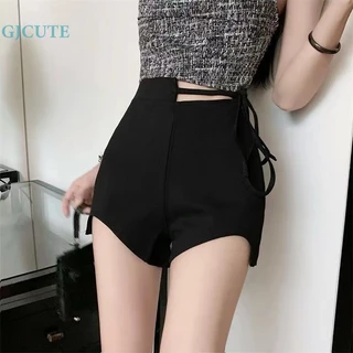 Gjcute Quần Short Dây Rút Lưng Cao Dáng Ôm Gợi Cảm In Chữ Trang Trí Hàng Ngày Cho Nữ Wd