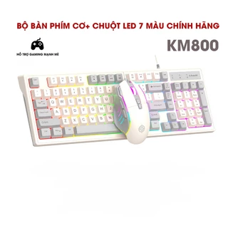 Bàn Phím Cơ Và Chuột Đèn led km800, 7 Màu Sắc Mịn Màng Bền Bỉ Bàn Phím Chơi Game Làm Việc