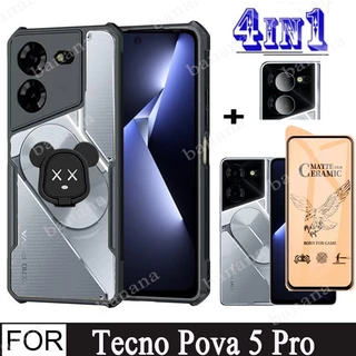 Ốp Điện Thoại Mặt Nhám Chống Sốc 4 Trong 1 Cho tecno pova 5 pro 5g Nova neo 3 2 4 pro spark 10c 10 pro 8c 6 go 2023 Giá Đỡ