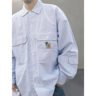 EFCL CARHARTT joint large pocket loose retro work striped coat shirt