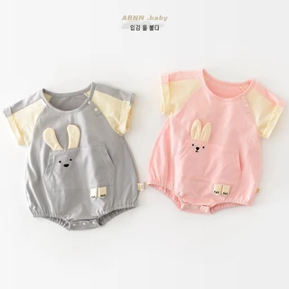 Bộ Áo Liền Quần Bằng cotton Tay Ngắn In Hoạt Hình Dành Cho Bé Trai Gái 0-2 Tuổi