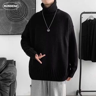 Áo sweater Cổ Lọ Dáng Rộng Màu Sắc Đơn Giản Cỡ Lớn m-8xl Phong Cách Hàn Quốc Thời Trang Cho Nam