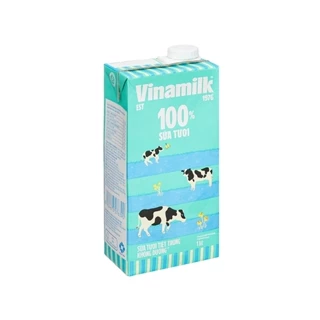 Sữa tươi tiệt trùng Vinamilk 100% không đường Mẫu mới - Hộp giấy 1L Vinamilk 1L không đường