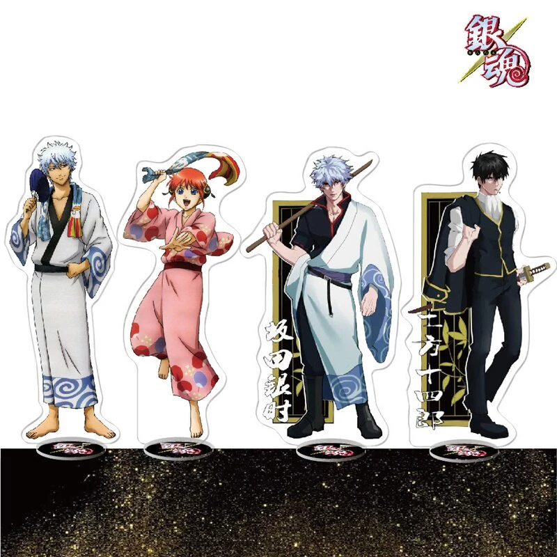 Mô hình Standee Anime Gintama Sakata Gintoki Shinpachi Kagura để bàn tượng nhựa acrylic trong suốt Phụ kiện trang trí