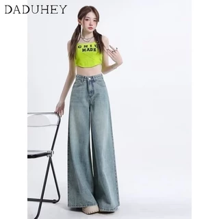 DaDuHey New American Ins High Street Retro Jeans Niche High Waist Loose Wide Leg Pants Large Size Trousers