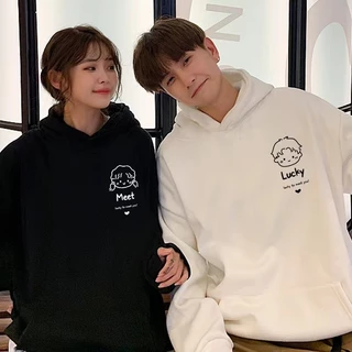 Áo hoodie nam nữ cặp đôi chonmua365 in hình lucky dễ thương áo nỉ dáng rộng