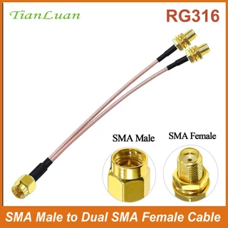 Rg316 16cm SMA Nam sang Dual SMA Nữ Cáp Đồng Trục 2 Trong 1 Bộ Chia RF Coax Nối Dài Cáp Kết Nối Cho Cổng Di Động, Bộ Định Tuyến Không Dây 4G LTE, Ăng Ten, Bộ Tăng Áp Điện Thoại Di Động