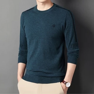 Áo Sweater Dệt Kim Mỏng Tay Dài Cổ Tròn Dáng Rộng Màu Trơn Cỡ Lớn Phong Cách Hàn Quốc Thời Trang Cho Nam