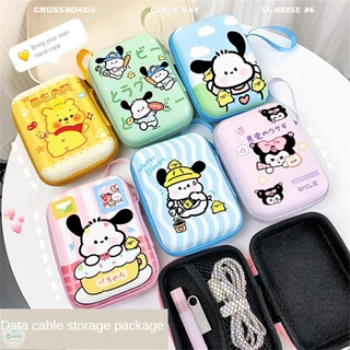 Túi đựng đồ mini Sanrio Dây kéo Tai nghe Hộp lưu trữ cáp dữ liệu Kuromi Cinnamonroll dễ thương Túi đựng tiền xu Đĩa U Túi vuông nhỏ di động CHÚNG TÔI