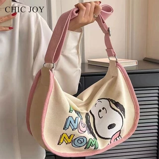 Chic joy Túi Đeo Chéo Vai Sức Chứa Lớn Hình Chú Chó snoopy Hoạt Hình Phong Cách Hàn Quốc Cho Nữ