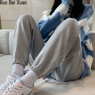 Quần thể thao Ruo Bei Xuan ống rộng phong cách Hàn Quốc thời trang mùa thu dành cho nữ