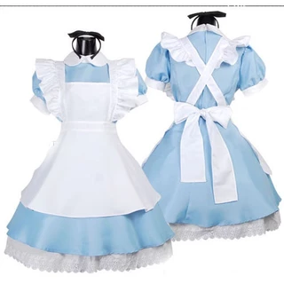 Hot Sale# COSPLAY Alice in Wonderland super cute maid suit water blue maid suit COS cartoon costume costume costume 11.29zyL