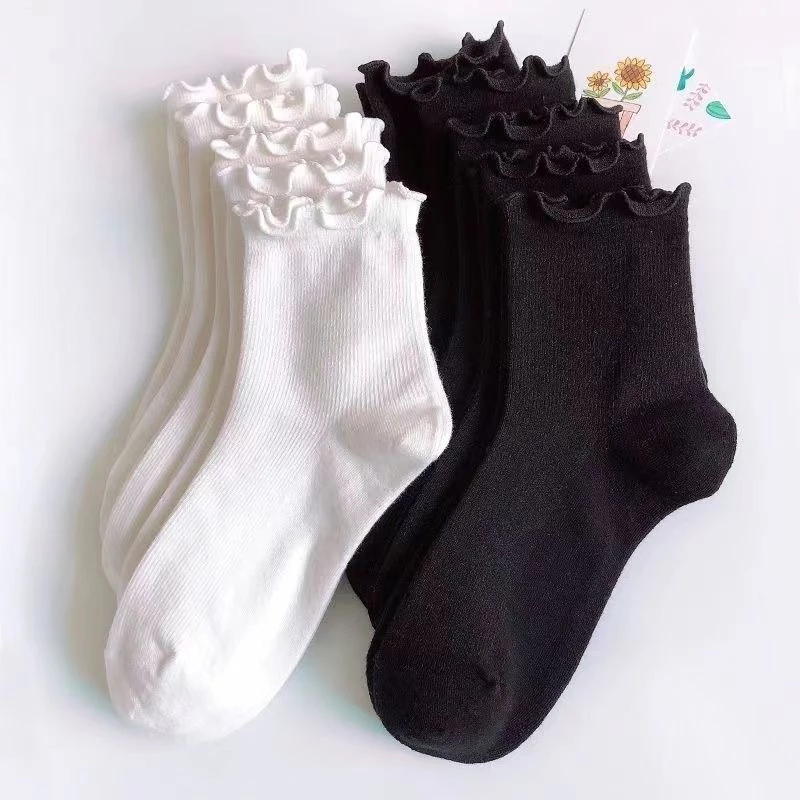 Tất Vớ Nữ Cổ Viền Tai Bèo Lolita Chất Liệu Vải Cotton Phong Cách Hàn Quốc [ Hỏa Tốc HCM ]