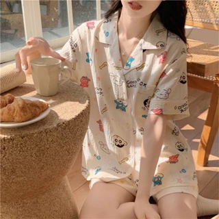 ❤Bộ đồ ngủ nữ ❤Đồ Bộ Pijama Dài Tay Chất Lụa Họa Tiết Hoa Nhí Mềm Mại Phong Cách đáng yêu