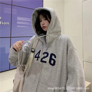 Áo Hoodie Dáng Rộng Bằng Vải Nhung Dày Thời Trang Thu Đông Phong Cách Hàn Quốc Cho Nữ