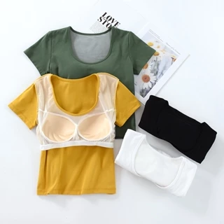 Áo bra 100% cotton 2 Trong 1 Có Mút Đệm Ngực Gợi Cảm Cho Nữ